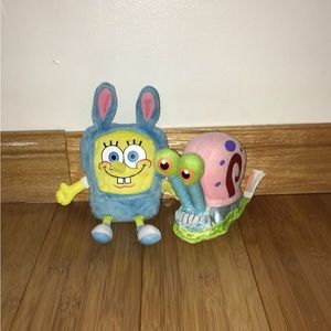 Nickelodeon Easter Bunny Spongebob Squarepants & Gary the Snail Plush Bundle